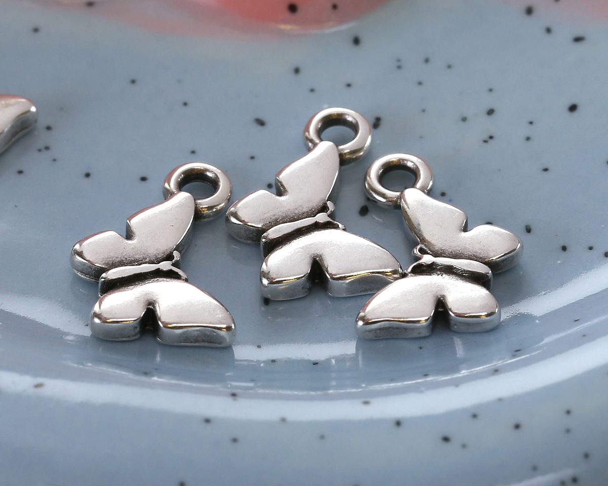 Antique Silver (plated) Mini Butterfly Focal 11x13.5mm