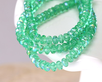 Czech Glass Sea Green AB Fire Polished Rondelle 2x3mm