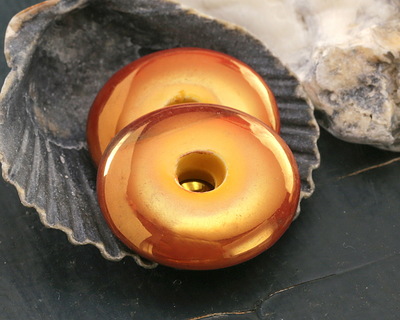 Mykonos Ceramic Iridescent Tangerine Large Saucer Disc 7x27mm