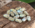 Czech Glass Textured Aquamarine AB w/ Gold Wash Tulip 12x8mm