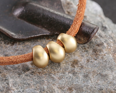 Satin Hamilton Gold (plated) Large Hole Teardrop Bead 7x9mm