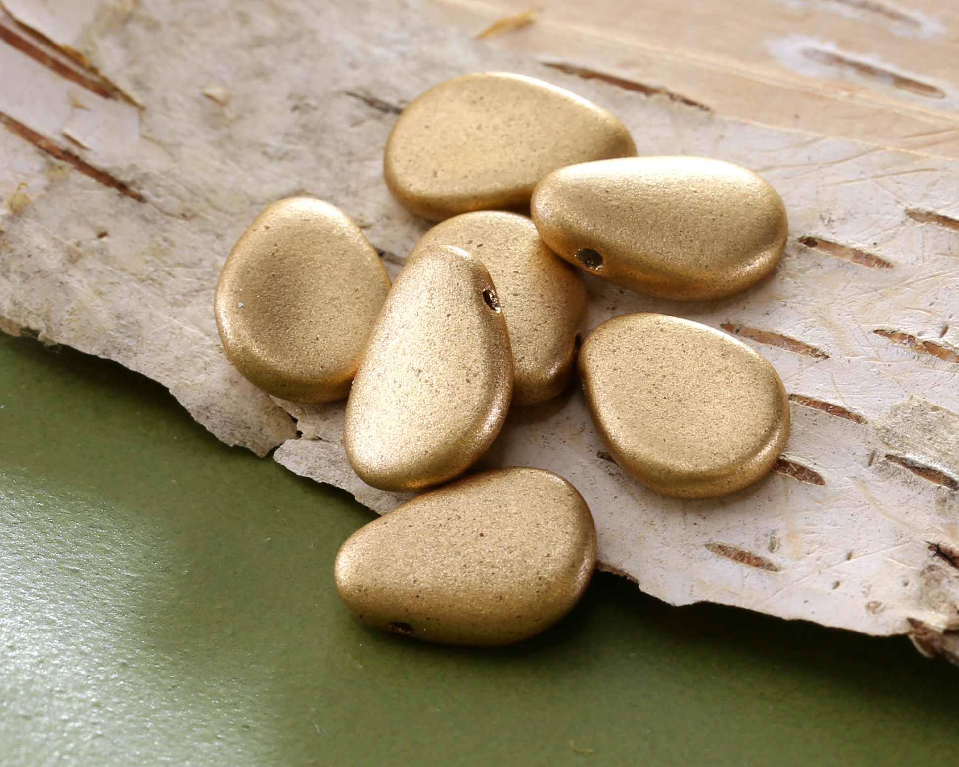 Czech Glass Matte Gold Petal Drop 8x11mm