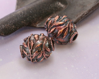 Mykonos Antique Copper (plated) Olive Branch Round 14mm