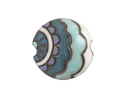 Golem Studio Blue Paisley Waves Carved Ceramic Lentil 23mm