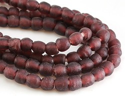 African Recycled Glass Aubergine Tumbled Round 8-10mm