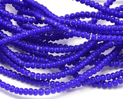 African Cobalt Blue White Heart Glass 3-4x4-5mm