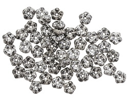 Czech Glass Black w/ Antique Silver Bali Style Daisy Spacer 2x5mm