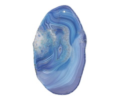 Sky Blue Line Agate Slice Freeform Pendant 35-65x59-100mm
