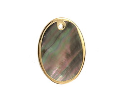 Black Lip Shell Oval Focal w/ Gold Finish 18x25mm