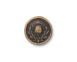 TierraCast Antique Brass (plated) Thistle Button 14mm