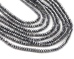 Metallic Hematite (plated) Crystal Faceted Rondelle 3mm