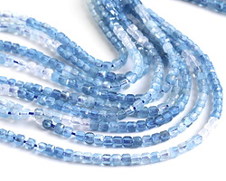 Aquamarine (A) Ombre Microfaceted Cube 2mm