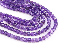 Amethyst Faceted Cube 4mm