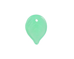 Czech Glass Green Opal Leaf Drop 18x13mm
