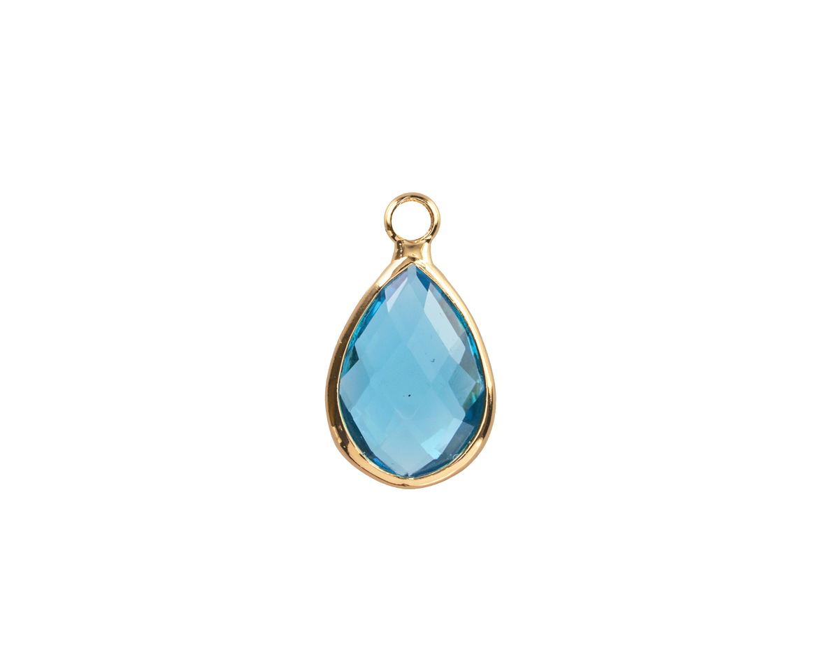 Capri Crystal Teardrop in Gold Finish Bezel 10.5x18mm