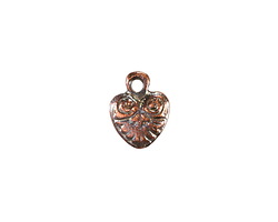 Mykonos Antique Copper (plated) Ornate Heart Charm 13x10mm