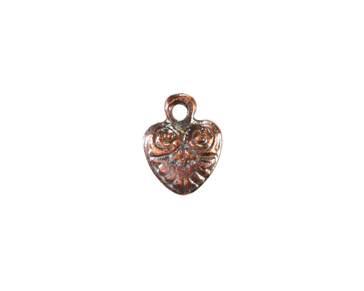 Mykonos Antique Copper (plated) Ornate Heart Charm 13x10mm