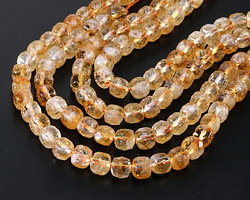 Citrine (A) Faceted Cube 6mm