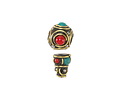 Nepalese Brass w/ Turquoise & Coral Guru Bead 10x21mm
