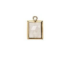 Rock Crystal Quartz w/ Gold Finish Faceted Rectangle Focal 10x15mm