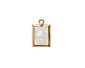 Rock Crystal Quartz w/ Gold Finish Faceted Rectangle Focal 10x15mm