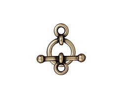 TierraCast Antique Brass (plated) 3/8" Anna Toggle Clasp 10x13mm, 16mm bar