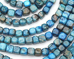 Larimar Blue Crazy Lace Round Edge Cube 7-8mm