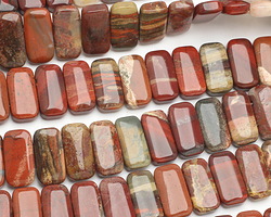 Apple Jasper 2-Hole Rounded Rectangle 10x20mm