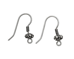 Antique Silver (plated) Bali Earwire 21x20mm