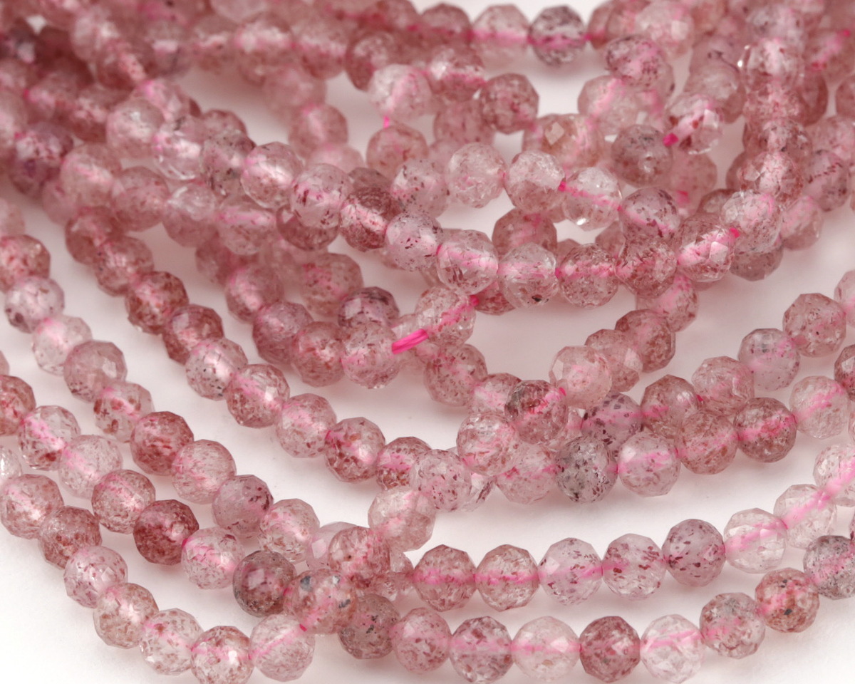 Strawberry Quartz Faceted Round 4mm