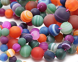 Jewel Tone Mix Line Agate (matte) Graduated Round 8-20mm