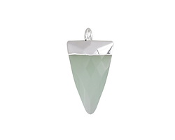 Seafoam Opalite (glass) Faceted Triangle Pendant w/ Silver Finish 13x24mm