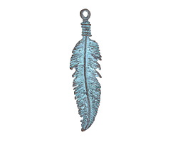 Mykonos Copper (plated) Patina Feather Pendant 17x67mm