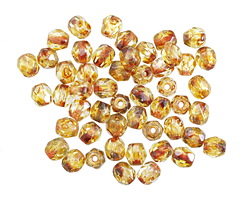 Czech Glass Jonquil Picasso Fire Polished Round 4mm