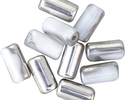 Czech Glass White w/ Silver Large Hole Tube 14x7mm
