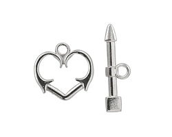 Stainless Steel Arrow & Heart Toggle Clasp 15.5x15.7mm, 23.5mm Bar