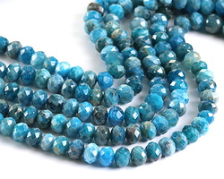Pacific Blue Apatite Microfaceted Rondelle 4x6mm