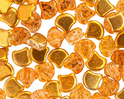 Matubo Czech Glass ColorTrends: Slushy Orange 2-Hole Ginkgo Leaf 7.5mm