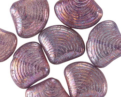 Czech Glass Thistle w/ Metallic Purple Finish Clam Shell Bead 15x18mm