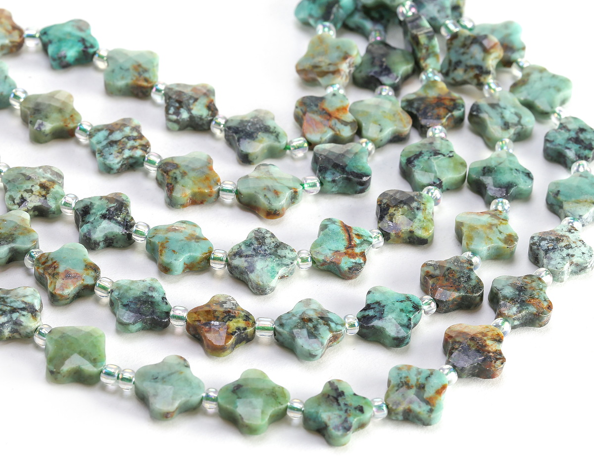 African Turquoise Faceted Quatrefoil 10mm