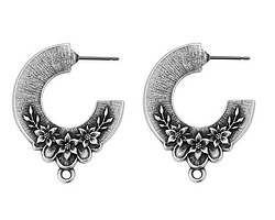 TierraCast Antique Silver (plated) Blossom Earring w/ Titanium Post 25x30mm