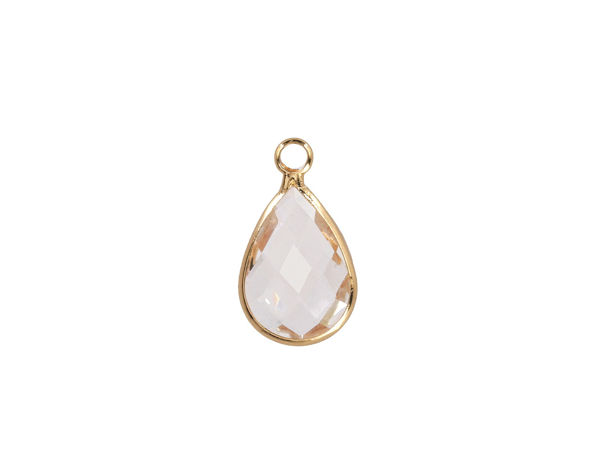 Clear Crystal Teardrop in Gold Finish Bezel 10.5x18mm