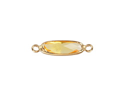 Yellow Crystal Elongated Oval Link in Gold Finish Bezel 22x6mm