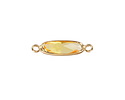 Yellow Crystal Elongated Oval Link in Gold Finish Bezel 22x6mm