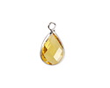 Yellow Crystal Teardrop in Silver Finish Bezel 10.5x18mm