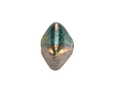 Mykonos Ceramic Iridescent Gold Patina Octahedron Bead 13x15mm