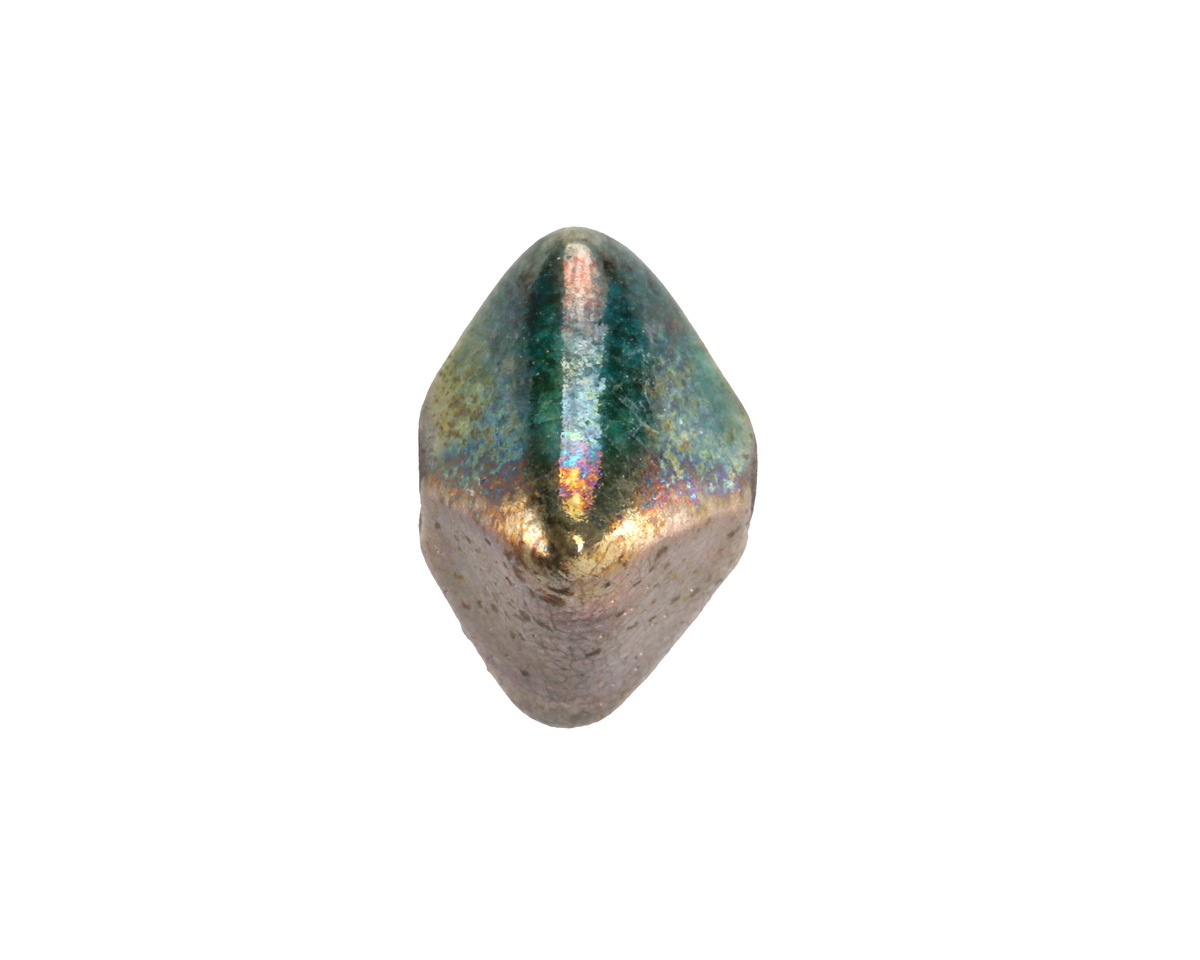 Mykonos Ceramic Iridescent Gold Patina Octahedron Bead 13x15mm