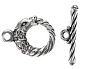 Mykonos Antique Silver (plated) Dragon Toggle Clasp 21x28mm, 32mm Bar
