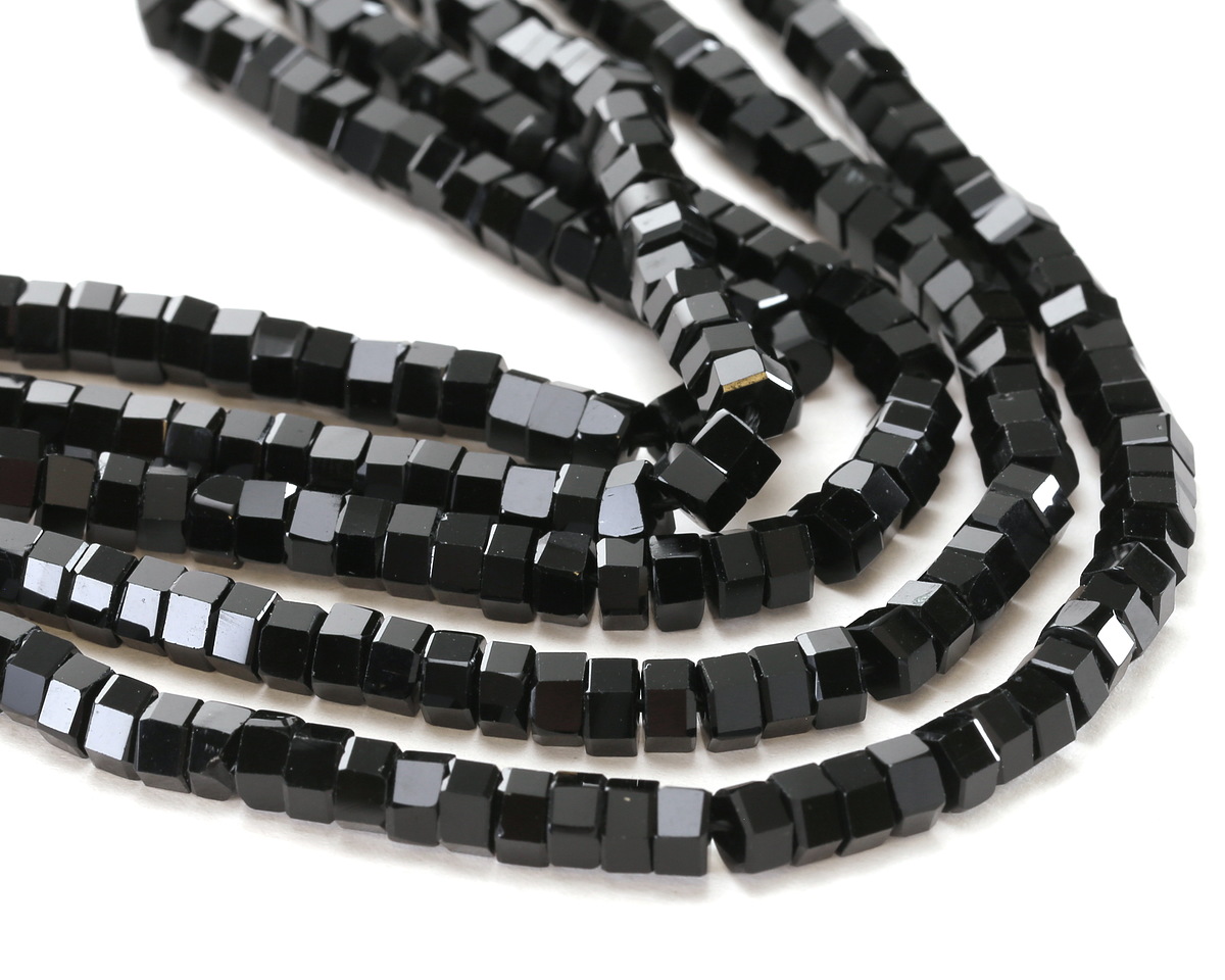 Black Obsidian Microfaceted Heishi 3x6mm