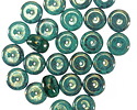 Czech Glass Emerald w/ Gold Luster Heishi 4x8mm